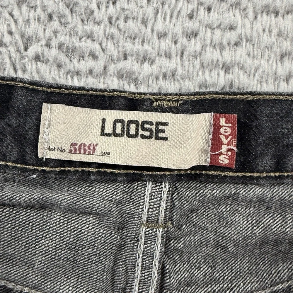 Vintage Levi 569 Jorts Mens 36 Black Dark Wash Jean Shorts Denim 11